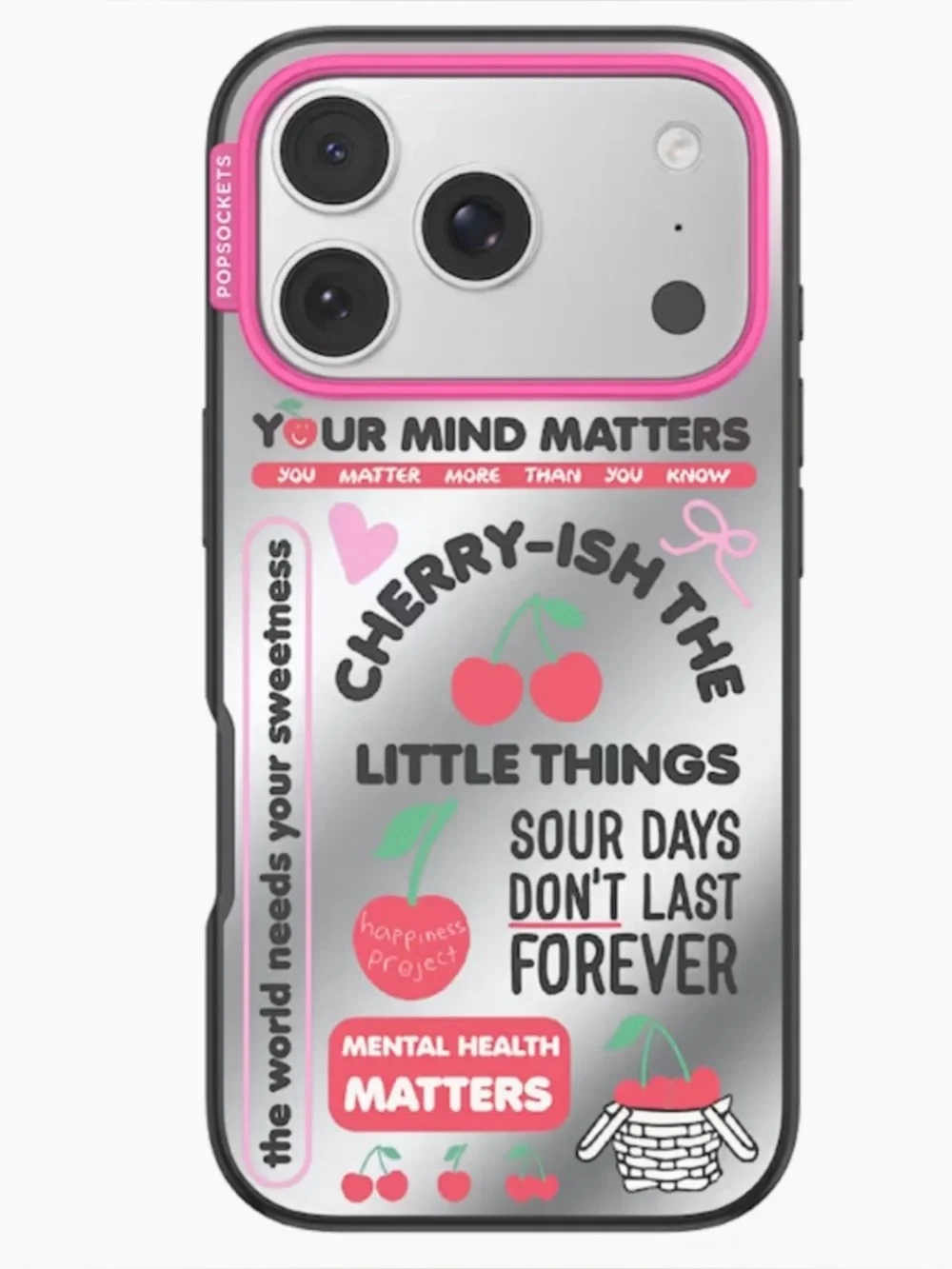 PopSocket Pink Cherry Mental Health Phone iPhone 17 Pro Max Case